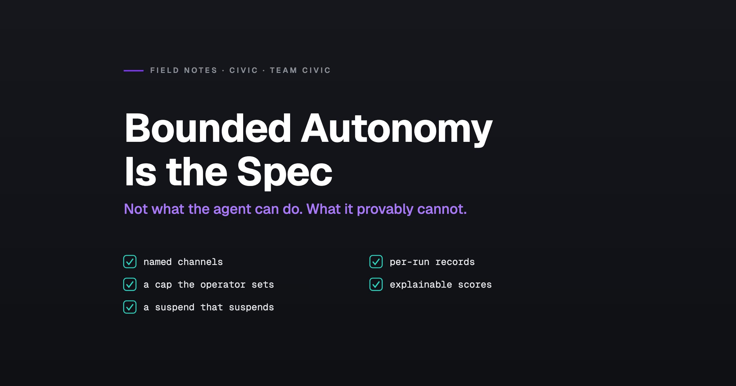 Bounded Autonomy Is the Spec