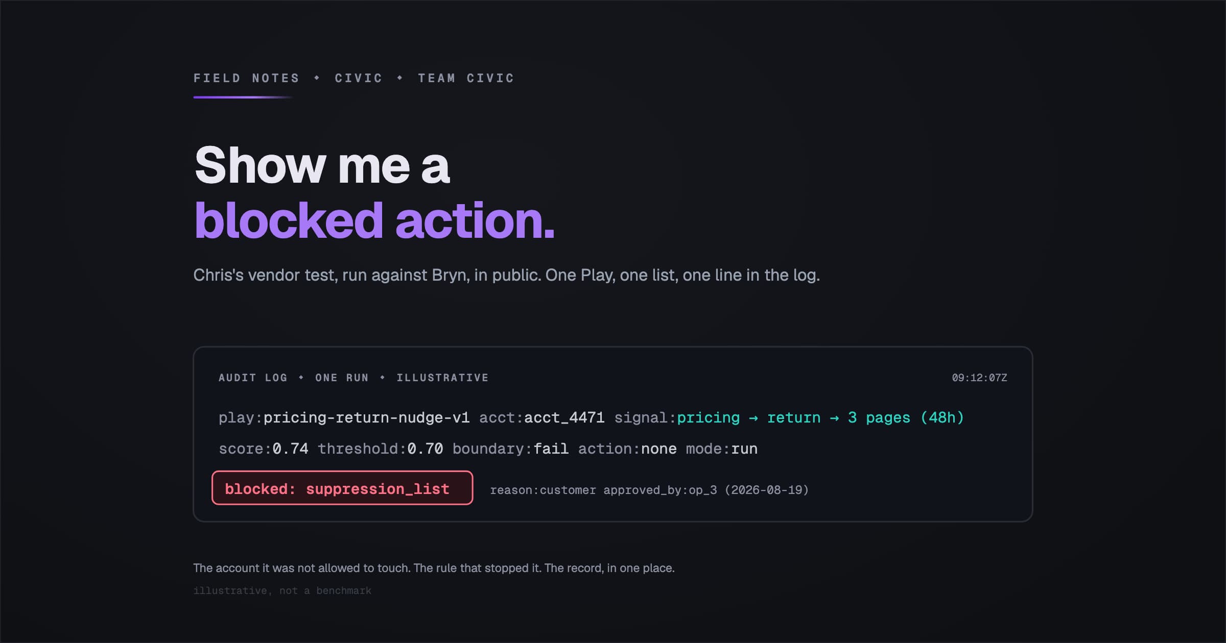 Show Me a Blocked Action